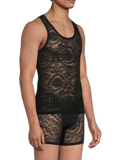 Versace Men's Barocco Sheer Lace Tank | Thumbnail 4