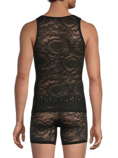 Versace Men's Barocco Sheer Lace Tank | Thumbnail 5