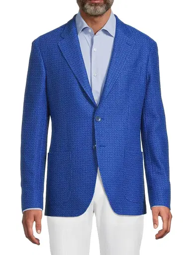 Etro Men's Textured Cotton Jacket - High Blue - Size 44 | Thumbnail 3