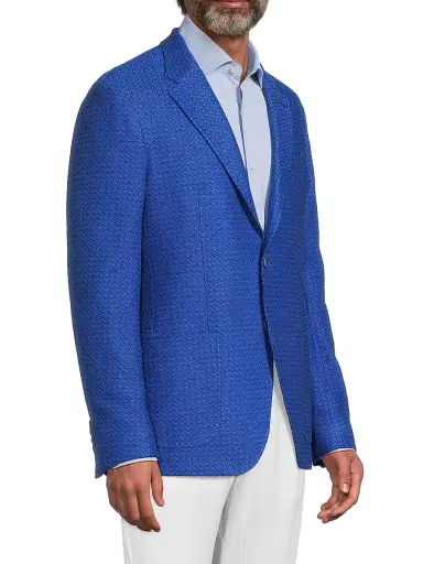 Etro Men's Textured Cotton Jacket - High Blue - Size 44 | Thumbnail 4