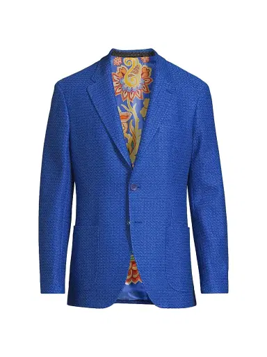 Etro Men's Textured Cotton Jacket - High Blue - Size 44 | Thumbnail 1