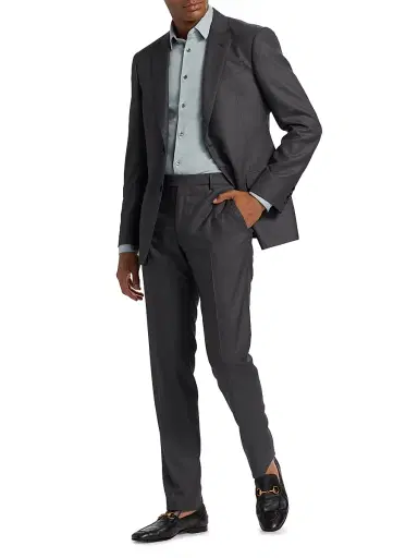 Giorgio Armani Men's Wool Trousers - Stone | Thumbnail 2 Giorgio Armani Men's Wool Trousers - Stone | Thumbnail 2