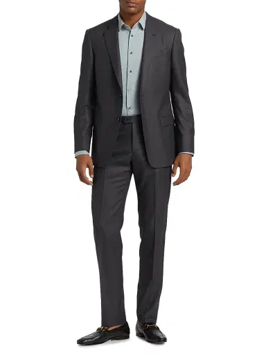 Giorgio Armani Men's Wool Trousers - Stone | Thumbnail 3 Giorgio Armani Men's Wool Trousers - Stone | Thumbnail 3