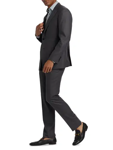Giorgio Armani Men's Wool Trousers - Stone | Thumbnail 4 Giorgio Armani Men's Wool Trousers - Stone | Thumbnail 4