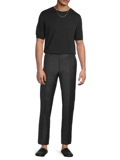 Giorgio Armani Men's Silk-Cotton Short-Sleeve Sweater - Blue - Size 46 | Thumbnail 2