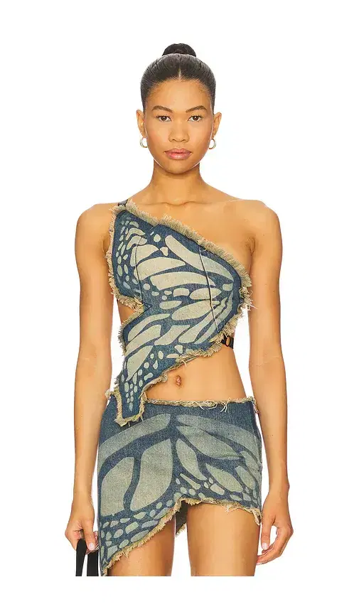 1XBLUE Butterfly Top