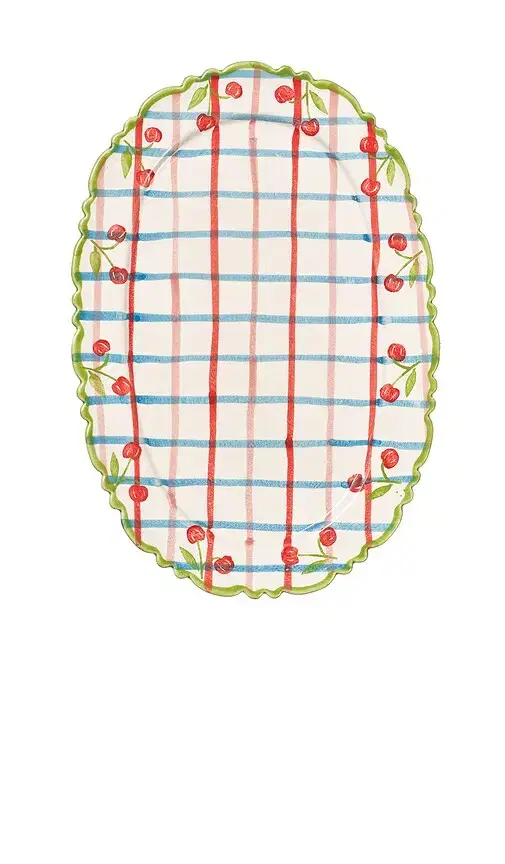 Hand Painted Cherry Frilly Platter