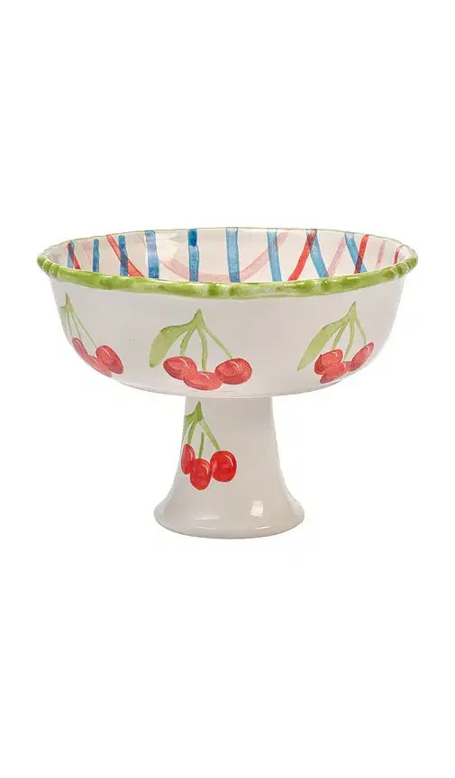 Damson Madder Hand Painted Frilly Pedestal Bowl