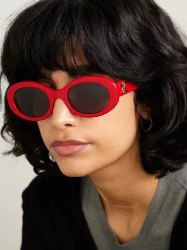 CELINE Eyewear Triomphe Oval-frame Acetate Sunglasses | Thumbnail 2