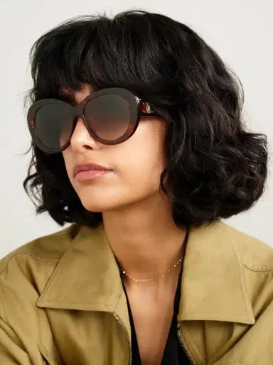 CELINE Eyewear Triomphe Round-frame Tortoiseshell Acetate Sunglasses | Thumbnail 2 CELINE Eyewear Triomphe Round-frame Tortoiseshell Acetate Sunglasses | Thumbnail 2