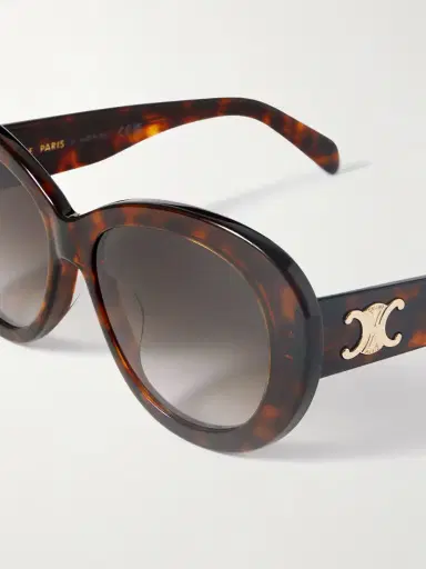 CELINE Eyewear Triomphe Round-frame Tortoiseshell Acetate Sunglasses | Thumbnail 4 CELINE Eyewear Triomphe Round-frame Tortoiseshell Acetate Sunglasses | Thumbnail 4