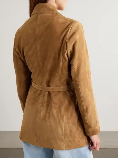 Nour Hammour Romana Belted Paneled Suede Jacket | Thumbnail 4