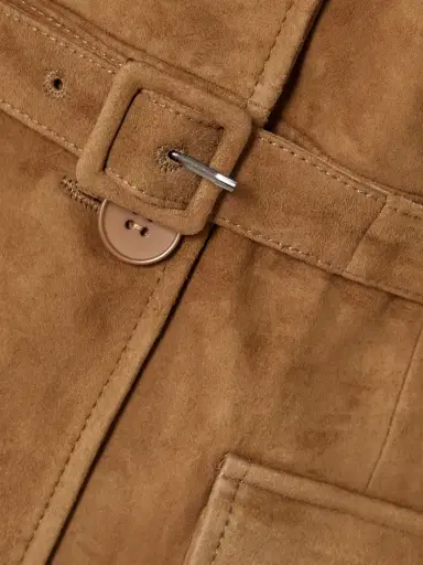 Nour Hammour Romana Belted Paneled Suede Jacket | Thumbnail 5