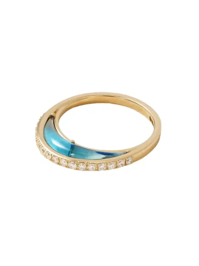 L’Atelier Nawbar Bloop Moon 18-karat Gold, Diamond And Enamel Ring