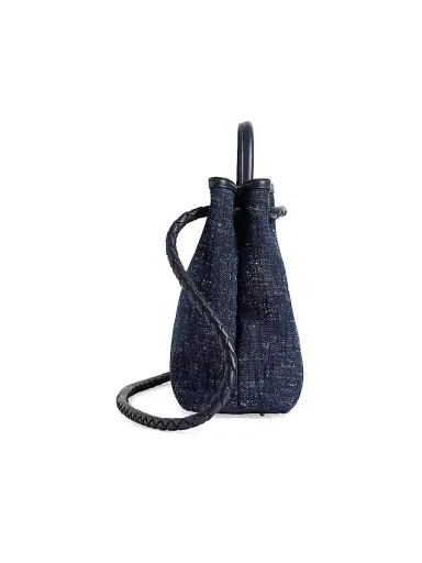 Bottega Veneta Women's Medium Andiamo Denim Tote Bag - Navy White | Thumbnail 6 Bottega Veneta Women's Medium Andiamo Denim Tote Bag - Navy White | Thumbnail 6