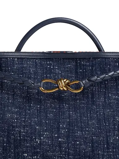 Bottega Veneta Women's Medium Andiamo Denim Tote Bag - Navy White | Thumbnail 7 Bottega Veneta Women's Medium Andiamo Denim Tote Bag - Navy White | Thumbnail 7