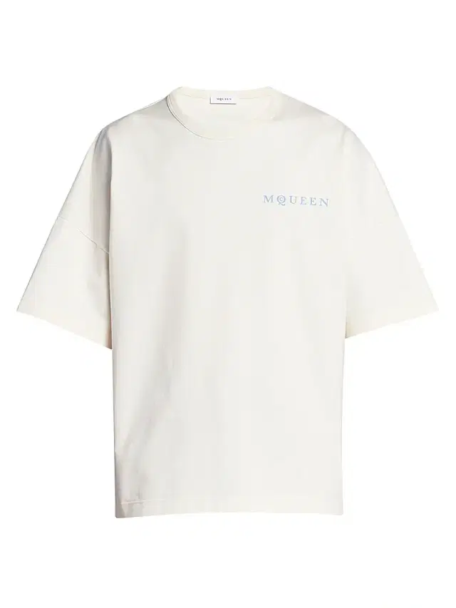 McQueen Men's Logo Cotton Crewneck T-Shirt -  Pale Blue