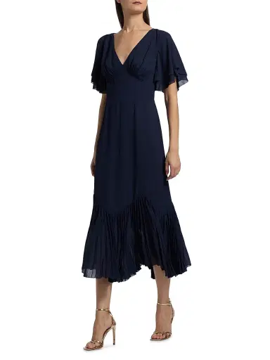 Reformation Women's Salvia Pleated Ruffle Midi-Dress | Thumbnail 2 Reformation Women's Salvia Pleated Ruffle Midi-Dress | Thumbnail 2