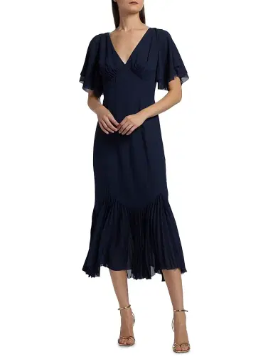 Reformation Women's Salvia Pleated Ruffle Midi-Dress | Thumbnail 3 Reformation Women's Salvia Pleated Ruffle Midi-Dress | Thumbnail 3