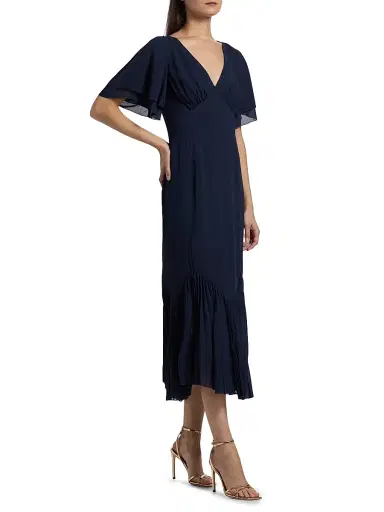 Reformation Women's Salvia Pleated Ruffle Midi-Dress | Thumbnail 4 Reformation Women's Salvia Pleated Ruffle Midi-Dress | Thumbnail 4