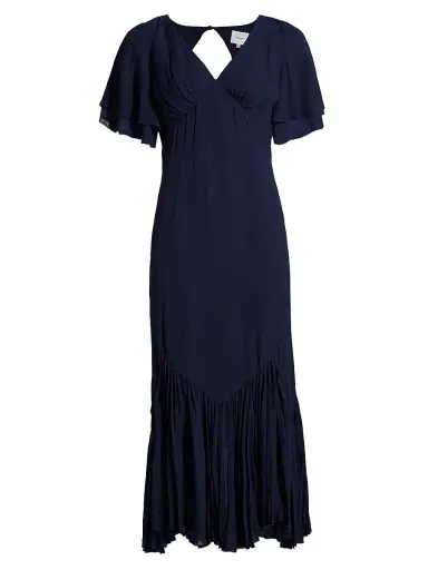 Reformation Women's Salvia Pleated Ruffle Midi-Dress | Thumbnail 1 Reformation Women's Salvia Pleated Ruffle Midi-Dress | Thumbnail 1