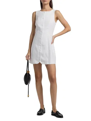 Reformation Women's Zarae Linen Minidress - White - Size 12 | Thumbnail 2