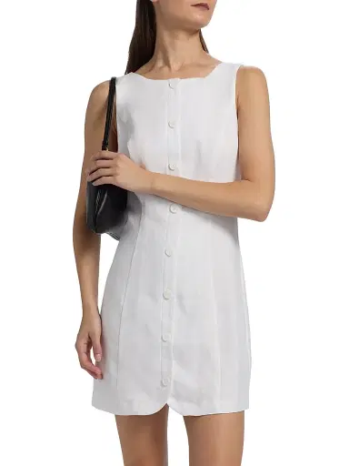 Reformation Women's Zarae Linen Minidress - White - Size 12 | Thumbnail 3