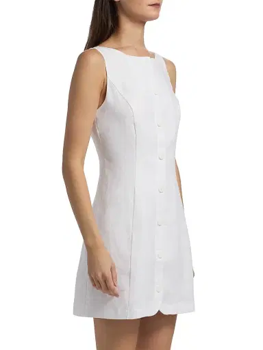 Reformation Women's Zarae Linen Minidress - White - Size 12 | Thumbnail 4