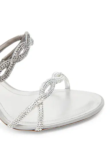 René Caovilla Women's 5MM Crystal-Embellished Satin Sandals - Silver Satin Labrador | Thumbnail 5
