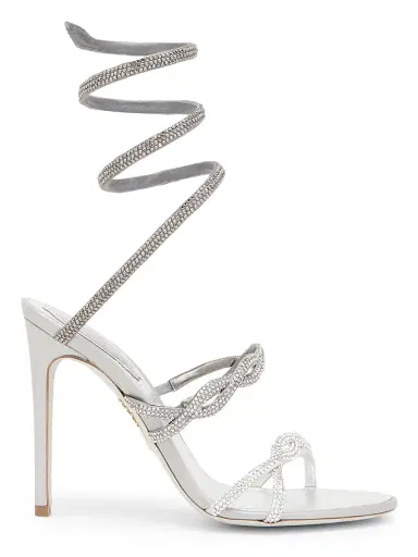 René Caovilla Women's 5MM Crystal-Embellished Satin Sandals - Silver Satin Labrador | Thumbnail 1