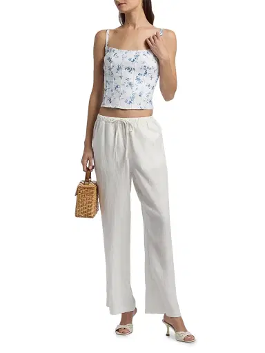 Reformation Women's Hattie Seamed Floral Linen Top - Orlaya - Size 12 | Thumbnail 2