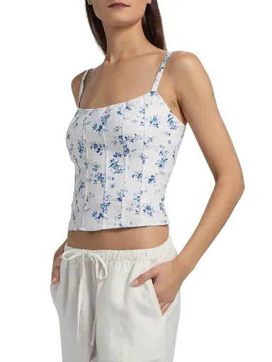 Reformation Women's Hattie Seamed Floral Linen Top - Orlaya - Size 12 | Thumbnail 4