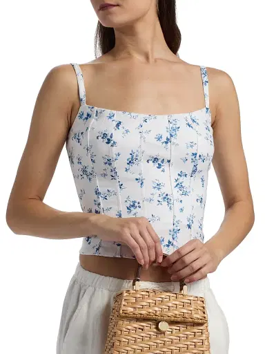 Reformation Women's Hattie Seamed Floral Linen Top - Orlaya - Size 12 | Thumbnail 6