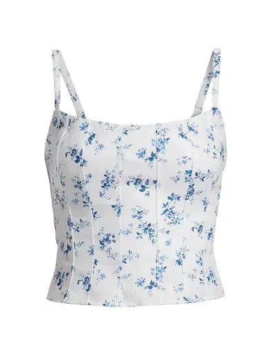 Reformation Women's Hattie Seamed Floral Linen Top - Orlaya - Size 12 | Thumbnail 1
