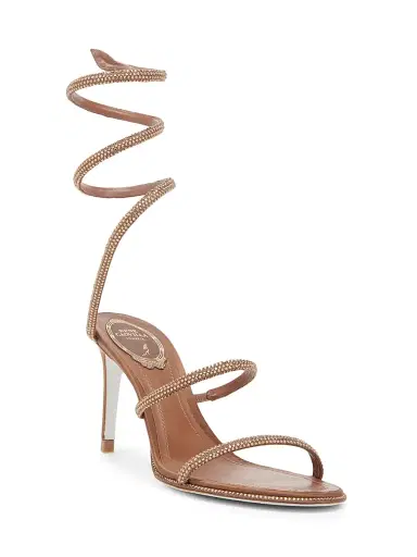 René Caovilla Women's 80MM Crystal-Embellished Satin Sandals - Brown Satin Smoked Topaz | Thumbnail 2 René Caovilla Women's 80MM Crystal-Embellished Satin Sandals - Brown Satin Smoked Topaz | Thumbnail 2