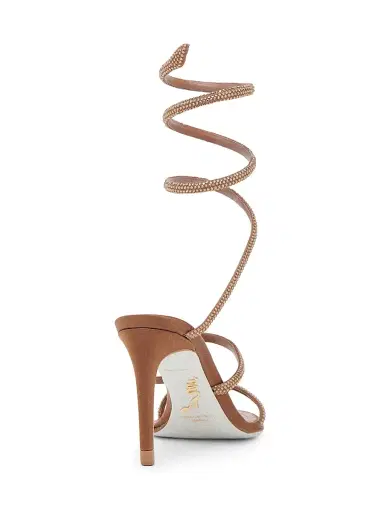 René Caovilla Women's 80MM Crystal-Embellished Satin Sandals - Brown Satin Smoked Topaz | Thumbnail 3 René Caovilla Women's 80MM Crystal-Embellished Satin Sandals - Brown Satin Smoked Topaz | Thumbnail 3