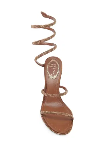 René Caovilla Women's 80MM Crystal-Embellished Satin Sandals - Brown Satin Smoked Topaz | Thumbnail 4 René Caovilla Women's 80MM Crystal-Embellished Satin Sandals - Brown Satin Smoked Topaz | Thumbnail 4