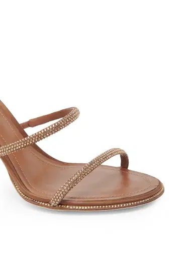 René Caovilla Women's 80MM Crystal-Embellished Satin Sandals - Brown Satin Smoked Topaz | Thumbnail 5 René Caovilla Women's 80MM Crystal-Embellished Satin Sandals - Brown Satin Smoked Topaz | Thumbnail 5