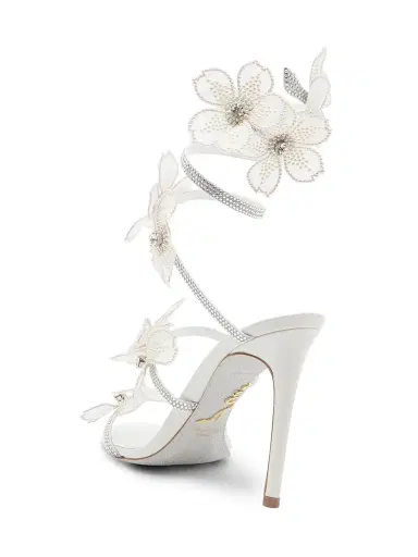 René Caovilla Women's Cleo 5MM Crystal-Embellished Floral Satin Sandals - Satin Crystal Cream | Thumbnail 3 René Caovilla Women's Cleo 5MM Crystal-Embellished Floral Satin Sandals - Satin Crystal Cream | Thumbnail 3