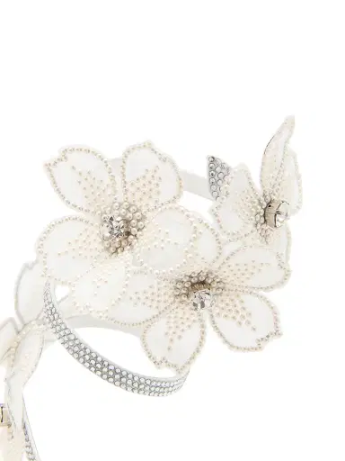 René Caovilla Women's Cleo 5MM Crystal-Embellished Floral Satin Sandals - Satin Crystal Cream | Thumbnail 7 René Caovilla Women's Cleo 5MM Crystal-Embellished Floral Satin Sandals - Satin Crystal Cream | Thumbnail 7