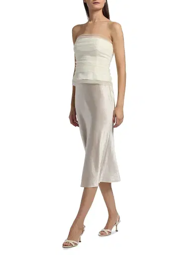 Reformation Women's Beau Gathered Strapless Top - Ivory - Size 12 | Thumbnail 2