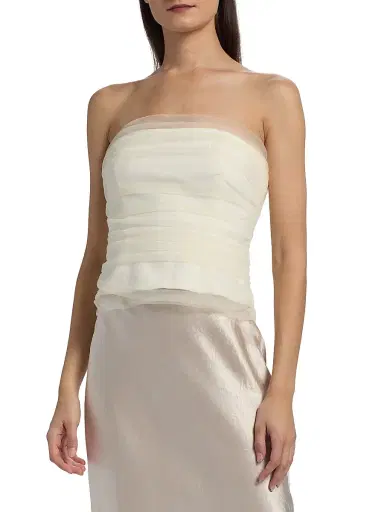 Reformation Women's Beau Gathered Strapless Top - Ivory - Size 12 | Thumbnail 3