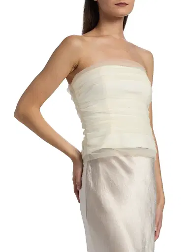 Reformation Women's Beau Gathered Strapless Top - Ivory - Size 12 | Thumbnail 4