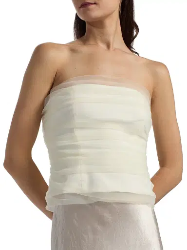 Reformation Women's Beau Gathered Strapless Top - Ivory - Size 12 | Thumbnail 6