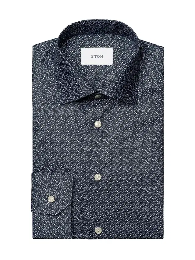 Men's Slim-Fit Floral Button-Front Shirt - Blue