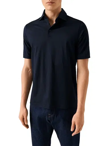 Eton Men's Filo Di Scozia Cotton Polo Shirt - Navy | Thumbnail 2