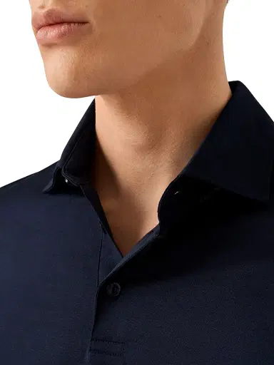 Eton Men's Filo Di Scozia Cotton Polo Shirt - Navy | Thumbnail 4
