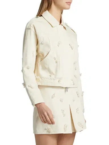 Self-Portrait Women's Beaded Denim Jacket - Cream | Thumbnail 4 Self-Portrait Women's Beaded Denim Jacket - Cream | Thumbnail 4