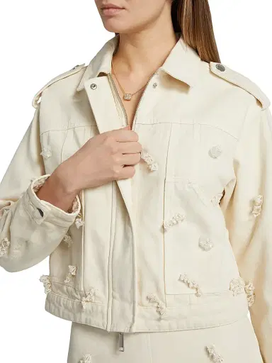 Self-Portrait Women's Beaded Denim Jacket - Cream | Thumbnail 6 Self-Portrait Women's Beaded Denim Jacket - Cream | Thumbnail 6