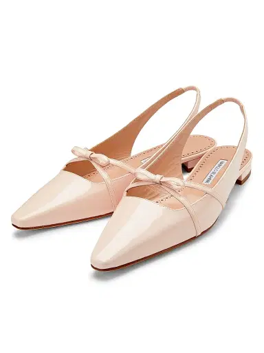 Manolo Blahnik Women's Dariasli Patent Leather Slingback Flats - Light Pink | Thumbnail 2 Manolo Blahnik Women's Dariasli Patent Leather Slingback Flats - Light Pink | Thumbnail 2